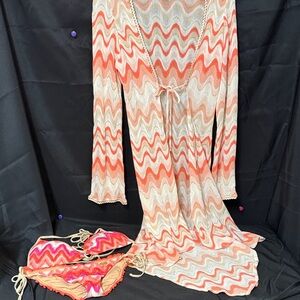 Luli Fama Multicolor Bikini Set with Cover-Up